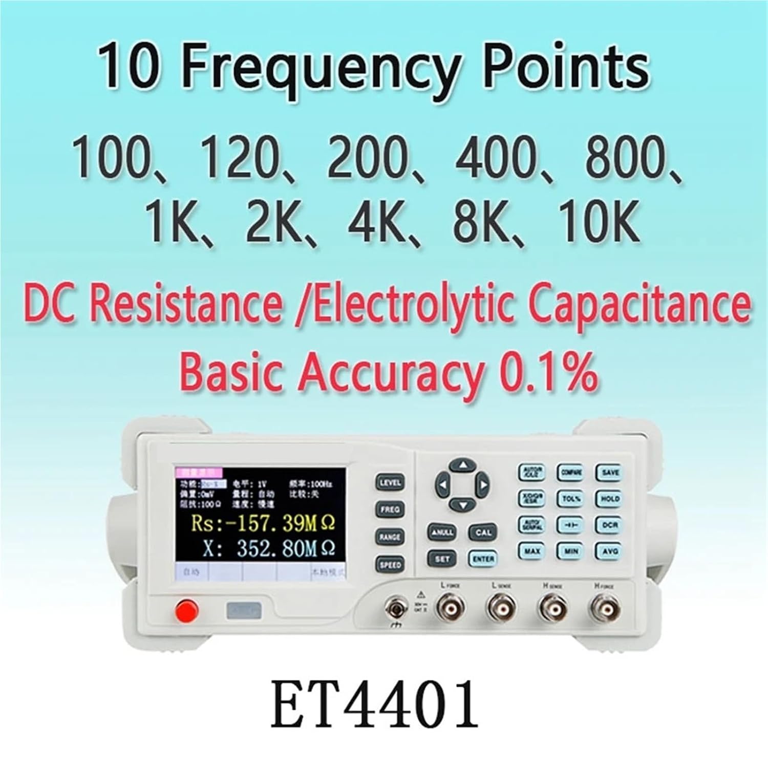 LCR Meter, ET4401 OR ET4410 LCR Meter 100K 0.1% Digital Capacitor Measuring LCR Brid Resistance Inductance Capacitance Multi Tester,Digital Bridge(ET4401)
