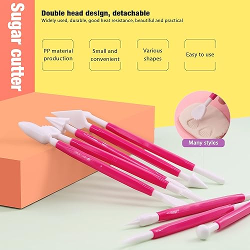 Miniatura 3 de Swpeet 36 pistolas extrusoras de arcilla de color rojo rosa, pasta de azúcar y fondant, pistola de escultura de pastel de arcilla, herramienta de