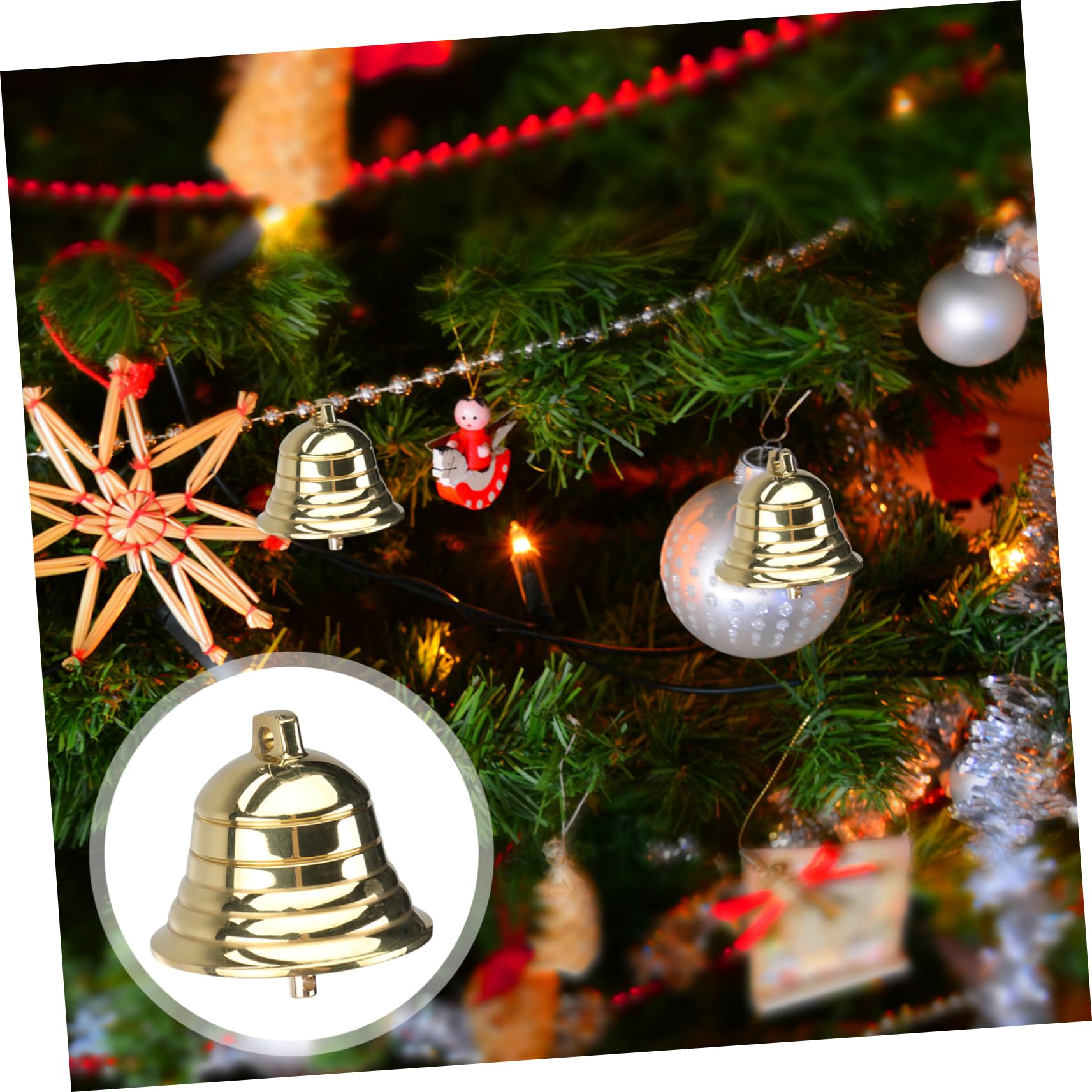 Ciieeo 5piezas Campana De Navidad De Latón Musical Adorno Colgante para Decoración Casa y Jardín Dorado