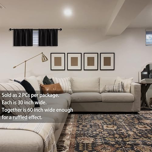 Miniatura 5 de XTMYI Cenefas de 12 pulgadas para dormitoriococina, paquete de 2 cortinas de privacidad con bloqueo de luz negra para puerta pequeña, 40 x 12