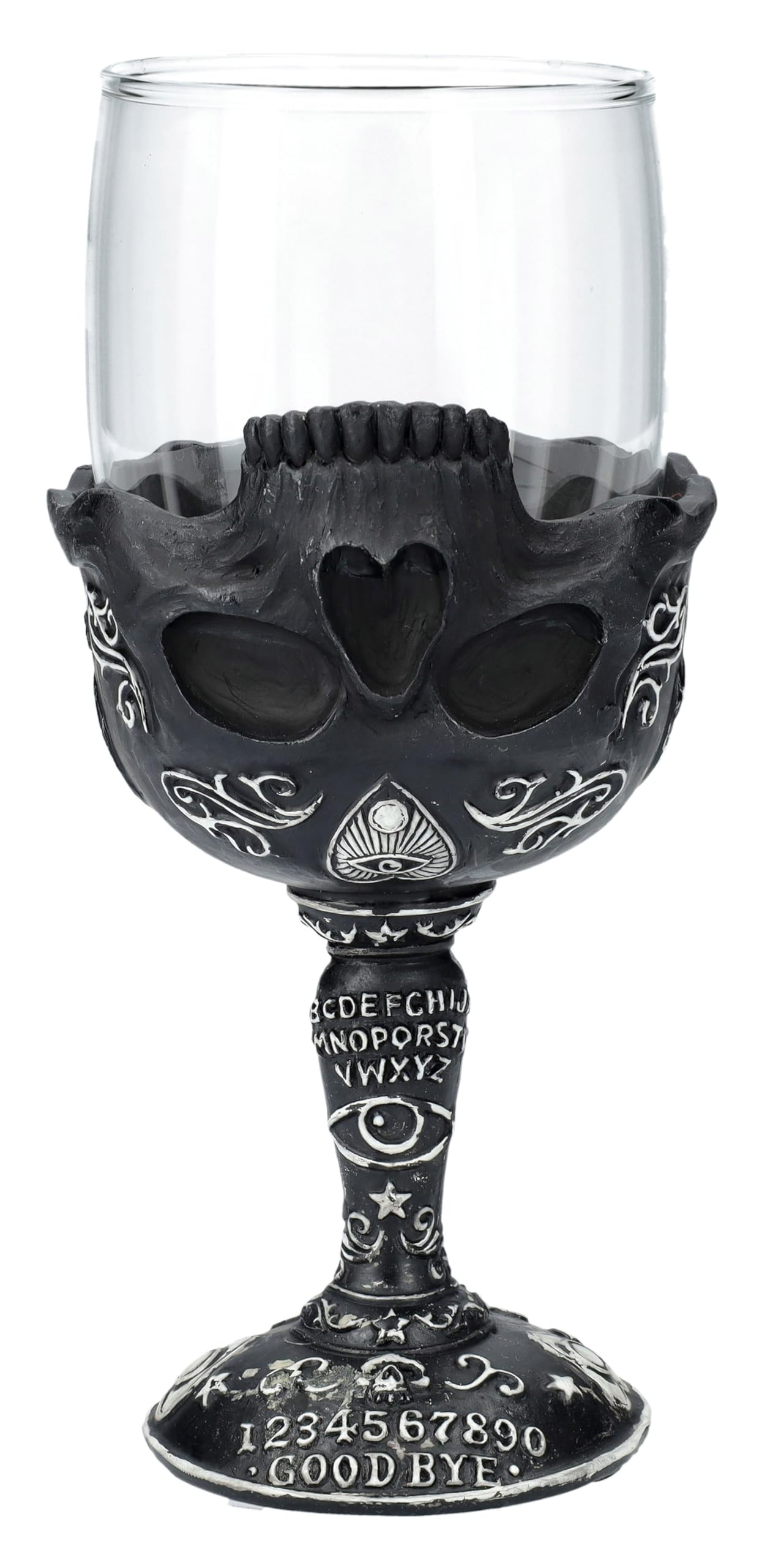 Pacific Giftware Spirit Board Glass Goblet Gothic Skull Ouija Goblet for Dark Rituals, Wicca, and Halloween Drinkware