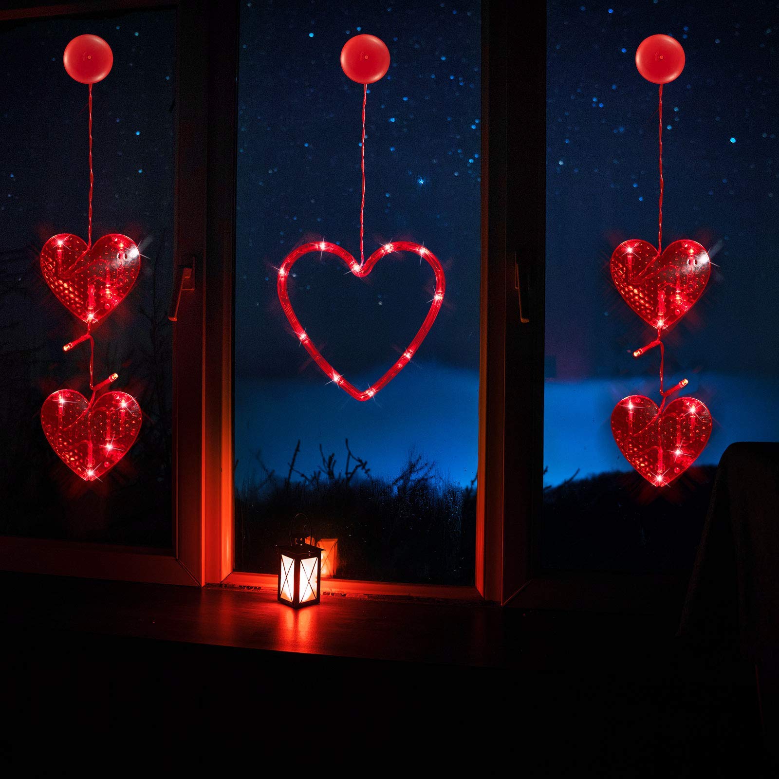 TEHAUX USB Lichterkette Mit Herzen - Romantische LED Deko Für Valentinstag & Hochzeit | Rote Herz-Lampions