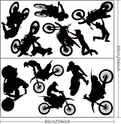 Miniatura 3 de WOYINIS Calcomanías de pared para motocross, saltos de motocross, calcomanías de pared para pelar y pegar, calcomanías de pared de silueta de