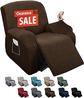 MAXIJIN Newest Recliner Slipcovers for Living Room 4 Pieces Stretch Jacquard Recliner Chair Cover Soft Fitted Recliner Protector with Elastic Bottom for Kids