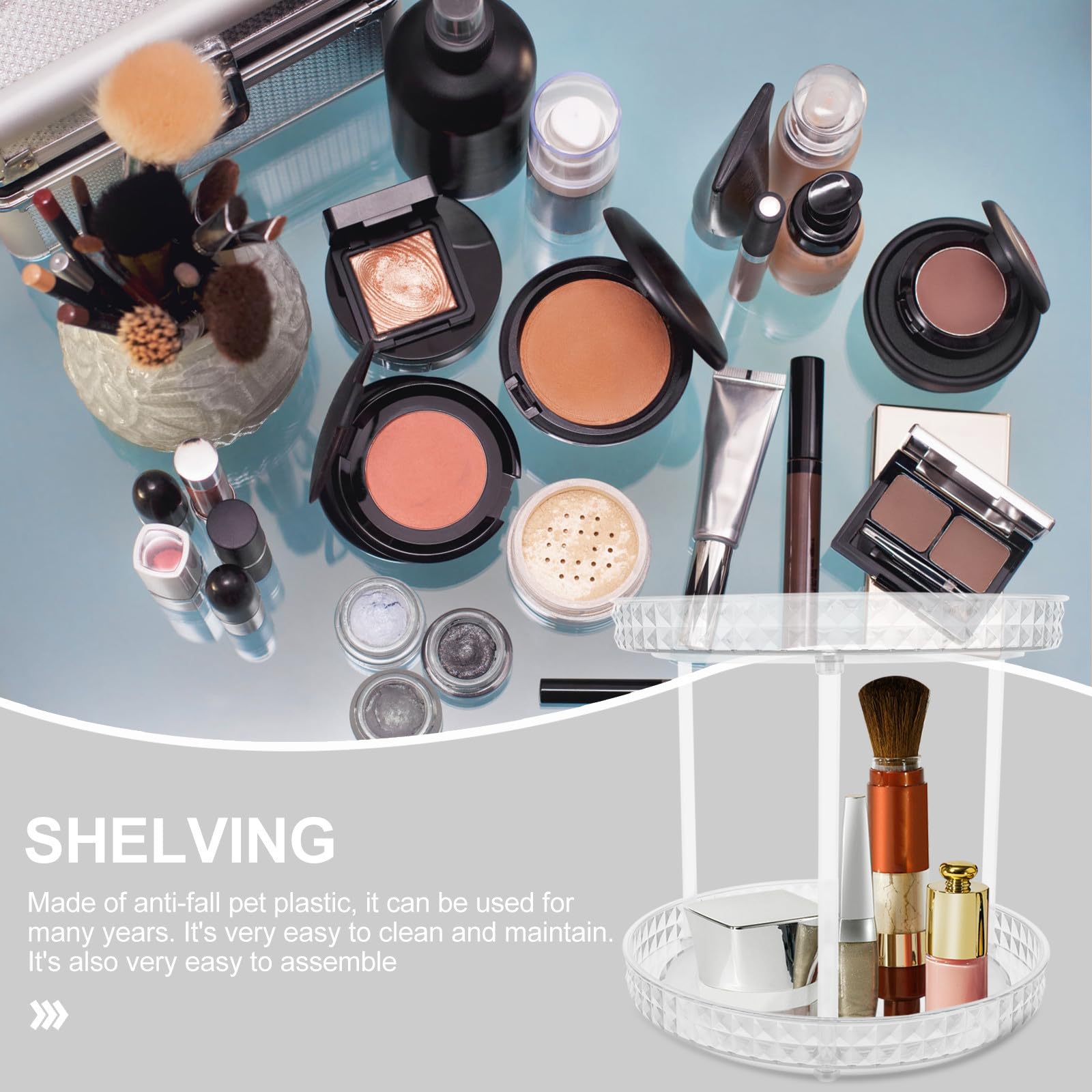 Organizer Cosmetici Girevole Trasparente a Due Livelli in PET