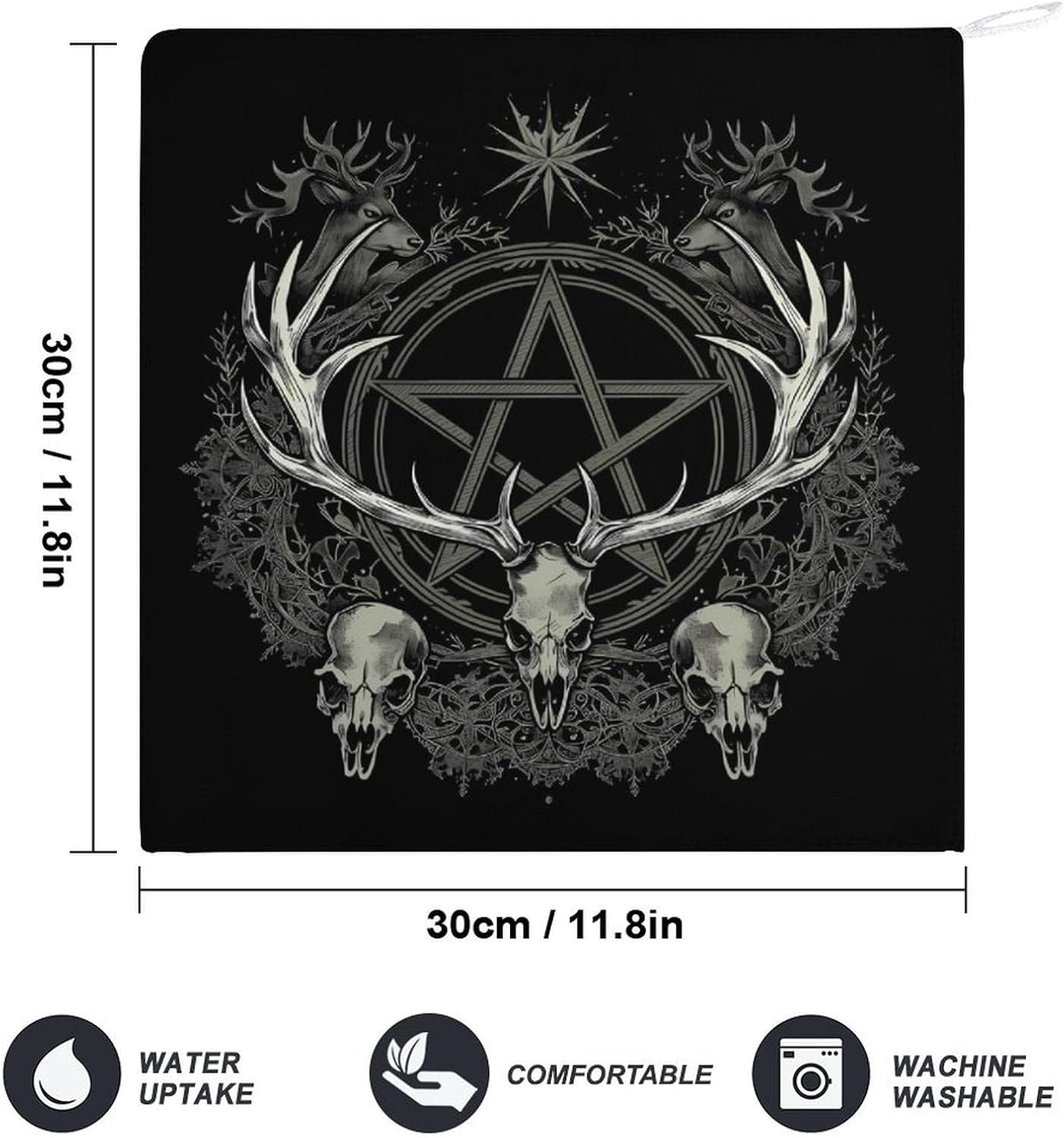 Gothic Occult Satan Penta Symbol Skull Hand Towels for Bathroom Kitchen Towels Small Towel Handkerchiefs with Hanging Loop 4PCS