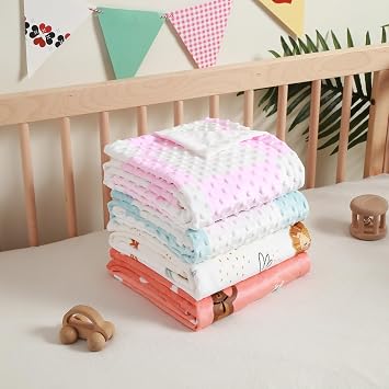 Baby Blanket Ultra Soft Double Layer with Dotted Backing Receiving Blankets Toddler Baby Nursery Bed Blankets Shower Gifts(Bear,80 * 120cm)