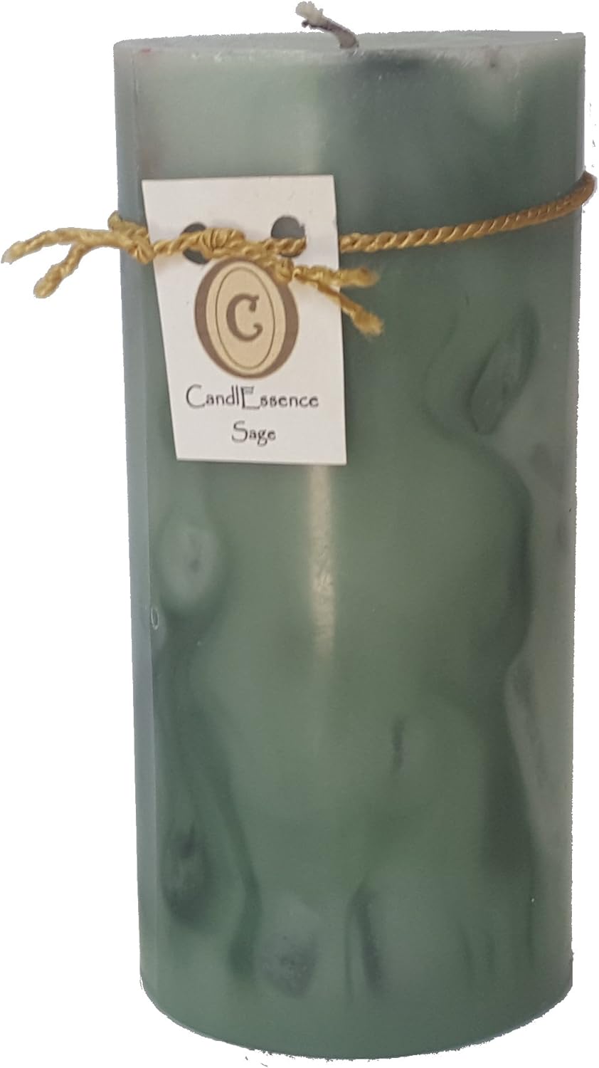 Handmade Scented Candle - Long Burning Pillar - Sage Scent (Set of 3)