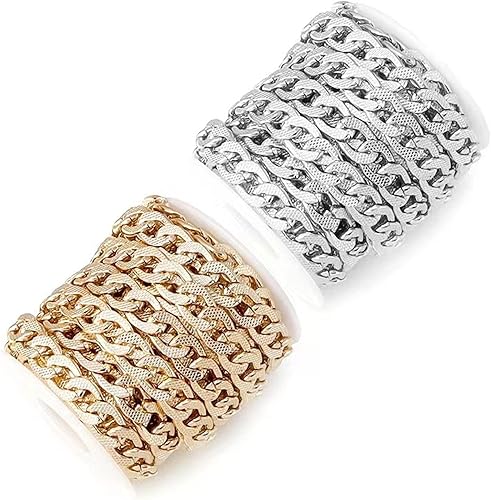 Vista 66 de N/C Cadenas de aluminio de 15 pies de eslabones de perlas de imitación, cadena de eslabones trenzados, cadenas de cable cruzado con colgante de 0