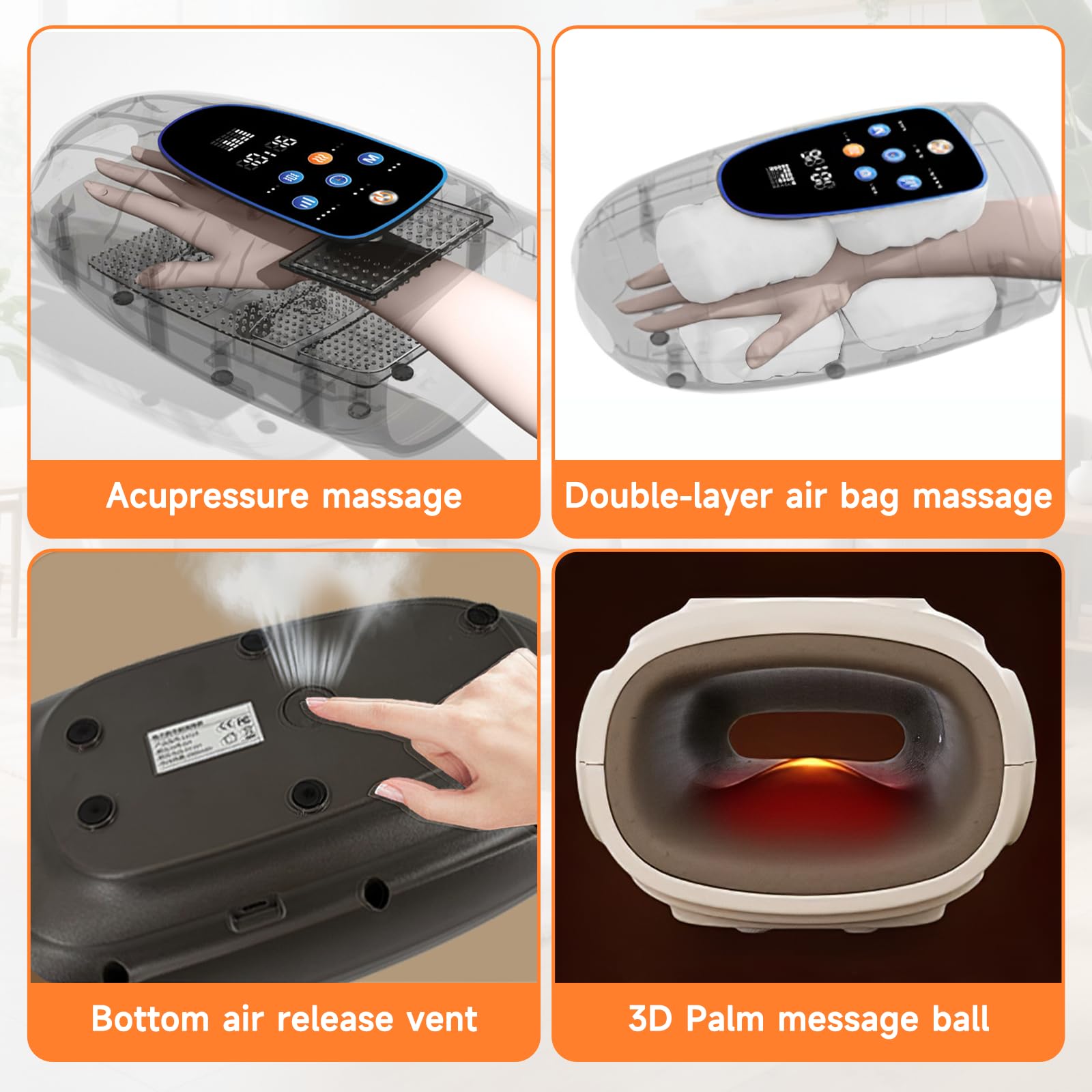 Handmassagegerät mit Wärme und Kompression, Kabelloses Handmassagegerät für Arthritis und Karpaltunnel, 3 Modi, 5 Stufen, Schmerzlinderung, beheizte Handgelenk-Fingermassage, Geschenke für Frauen