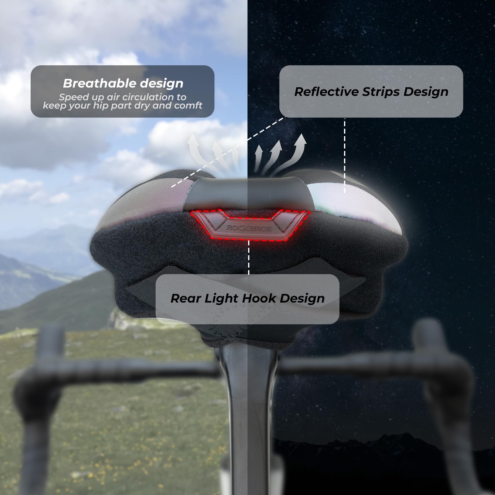 ROCKBROS Coprisella Gel Imbottito, Morbido Copri Sellino Con Cuscino Memory Foam, Adatto a MTB, Bici da Strada, City Bike Con Copertura Impermeabile
