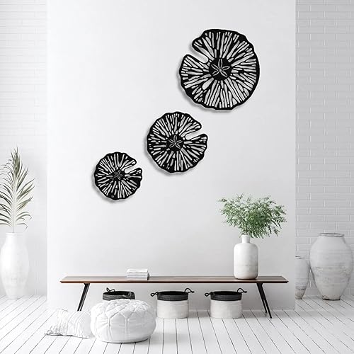 Miniatura 6 de Fayholy Arte de pared de metal, decoración geométrica de dólar de arena, arte geométrico de pared de metal, decoración de pared de metal, 3 piezas