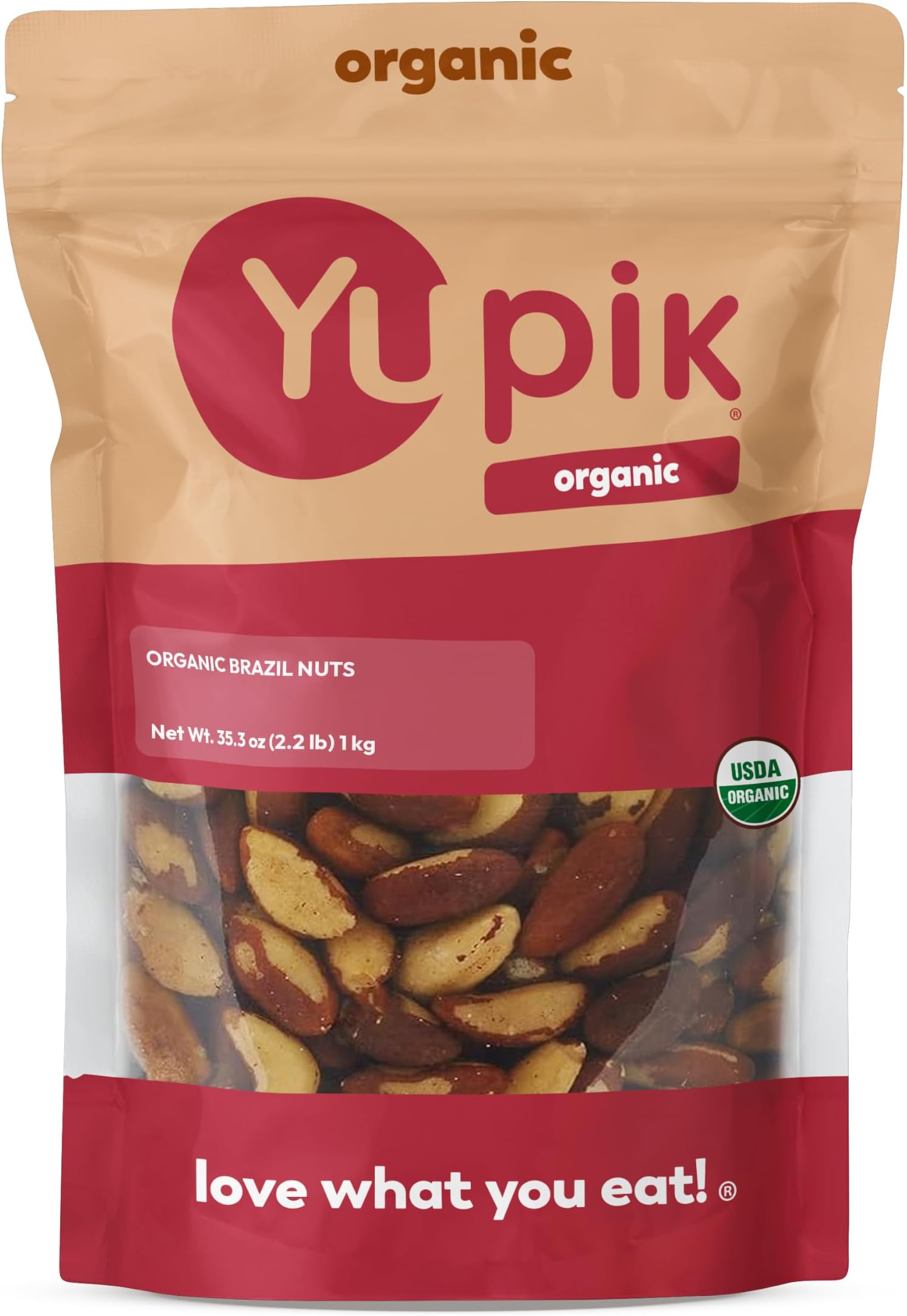 Yupik Organic Brazil Nuts, 2.2 lb (35.2 oz), Gluten-Free, Vegan, Kosher, Non-GMO, Raw Nuts, Shelled, Unsalted, Unroasted, Oil-Free, Crunchy, Excellent Source of Selenium, Healthy Snacks