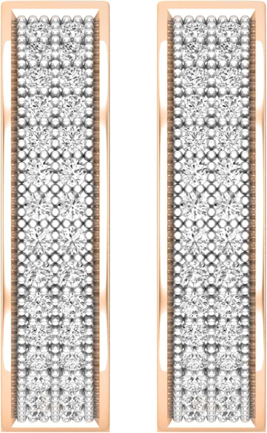 Dazzlingrock Collection 0.17 Cttw Round Diamond 2 Row Unisex Hinged Post Hoop Earrings in Solid Gold