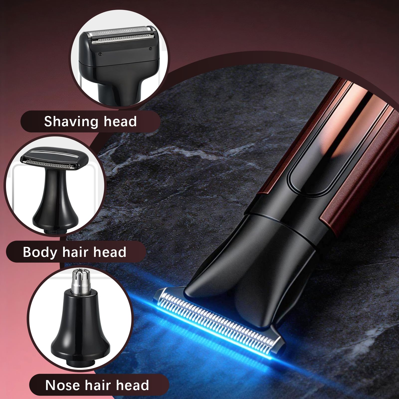 Rasoio Per La Schiena Da Uomo, Rasoio Elettrico Senza Fili 4 In 1 Per La Depilazione Kit Per La Cura Del Corpo Usb Con Manico Di Prolunga Regolabile Per Viso Braccia Mento E Barba Impermeabile