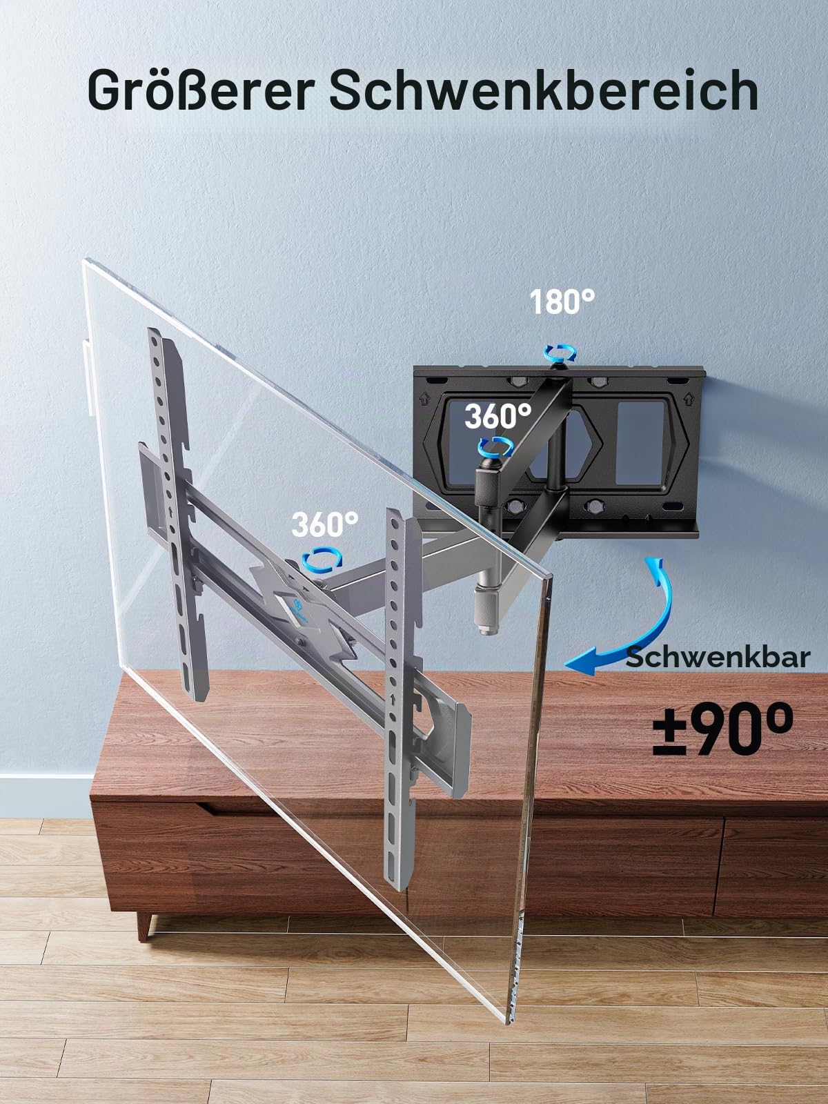 PERLESMITH TV Wandhalterung, für 26-60 Zoll Fernseher bis zu 40 kg, Schwenkbare Neigbare TV Halterung 43 55 Zoll, Wandhalterung Fernseher Max. VESA 400x400 mm, PSMFK10