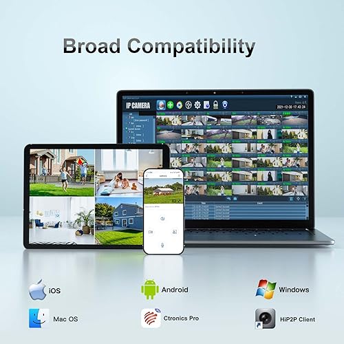 Miniatura 9 de Ctronics Cámara de seguridad inalámbrica de 2.5K 4MP para exteriores, WiFi Cámara de seguridad solar alimentada por batería, PTZ de 360°, visión