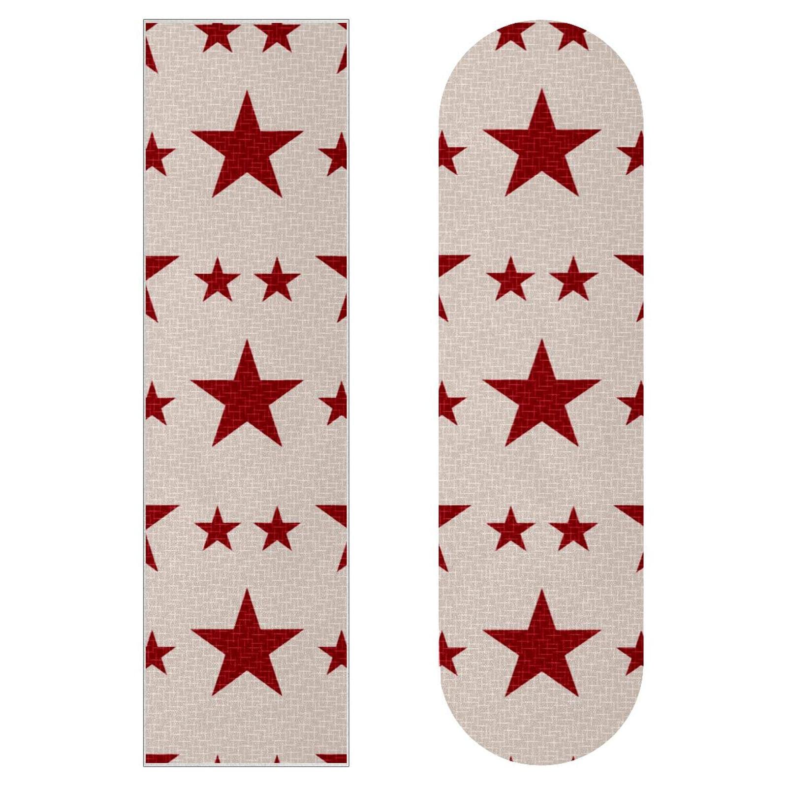 Lot de 2 feuilles de papier abrasif pour planche de skateboard Motif étoiles rouges