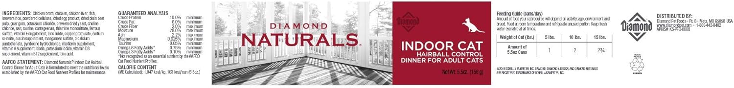 Diamond Naturals Indoor Hairball Can Cat 24/5.5oz