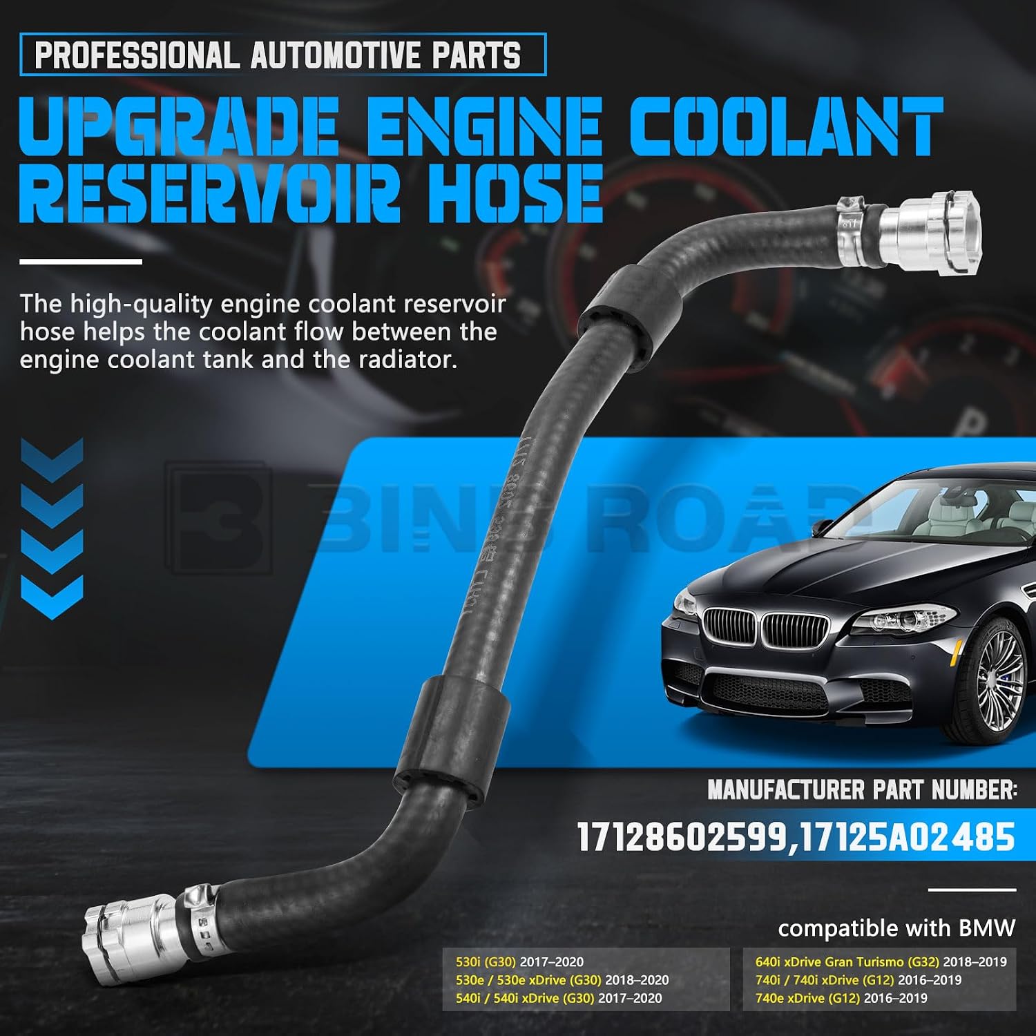 Upgrade Engine Coolant Reservoir Hose Compatible with BMW G30 G32 G12 530i 640iX 740i (Replaces 17128602599)