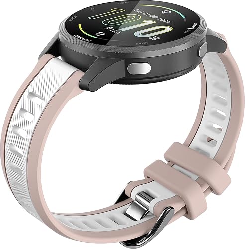 Stripe Silicone 20mm Band Compatible with Garmin Forerunner 165/Vivoactive 5/Venu/Venusq/Venu 2 Plus, Soft Rubber Breathable Sport Strap Quick Release Wristband Loop for Men Women