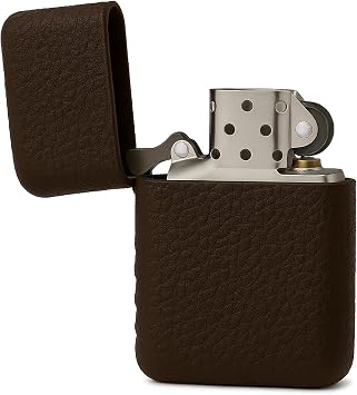 Leather Lighter Case Compatible Zippo Classic Size - Lighter Cover and Pouch for Zippo Top Grain Leather Pouch in Dark Brown