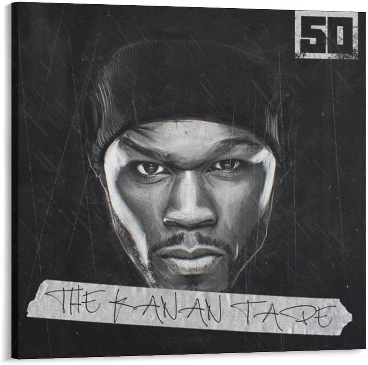 HUANGXING 50 Cent The Kanan Tape Room Aesthetic Poster Print Art Wall Painting Canvas Posters Gifts Modern Bedroom Decor 12×12inch(30×30cm)