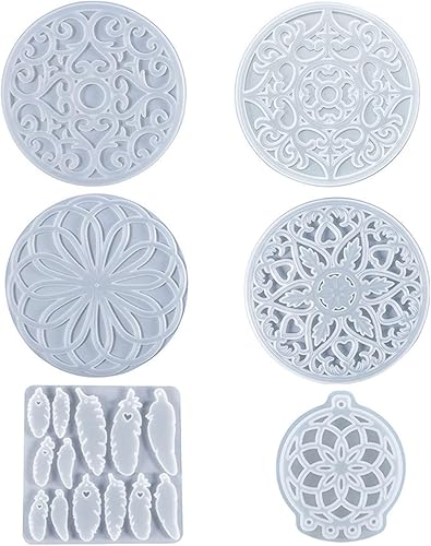 Miniatura 5 de Woohome Moldes de resina para atrapasueños, moldes de silicona atrapasueños para kit de epoxi, plumas para colgar en la pared, manualidades,