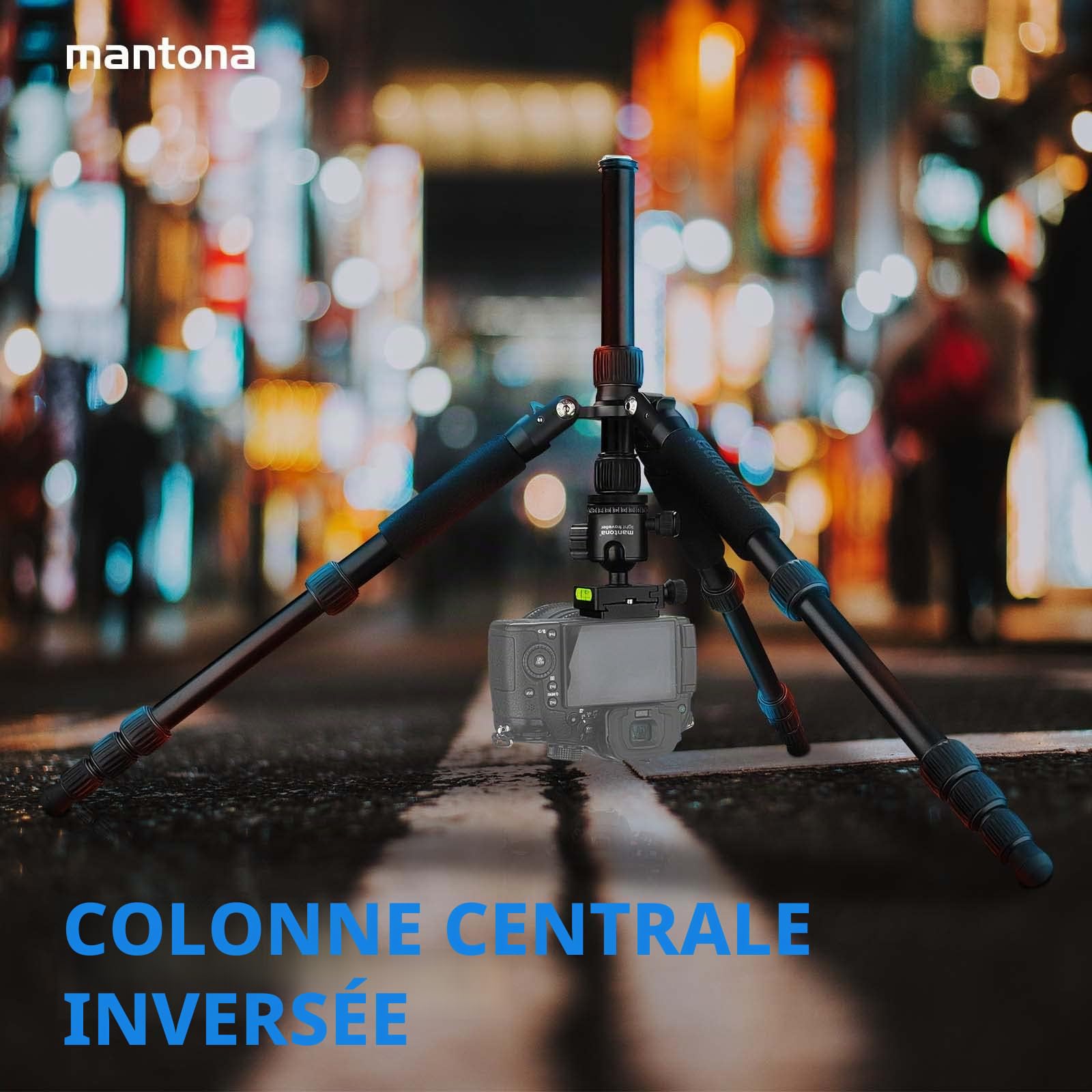 Mantona Light Traveller Trépied de Voyage 131,5 cm Noir en Aluminium pour Appareil Photo jusqu'à 5 kg de Charge maximale - Trépied Photo léger avec rotule et Plaque à dégagement Rapide Arca-Swiss