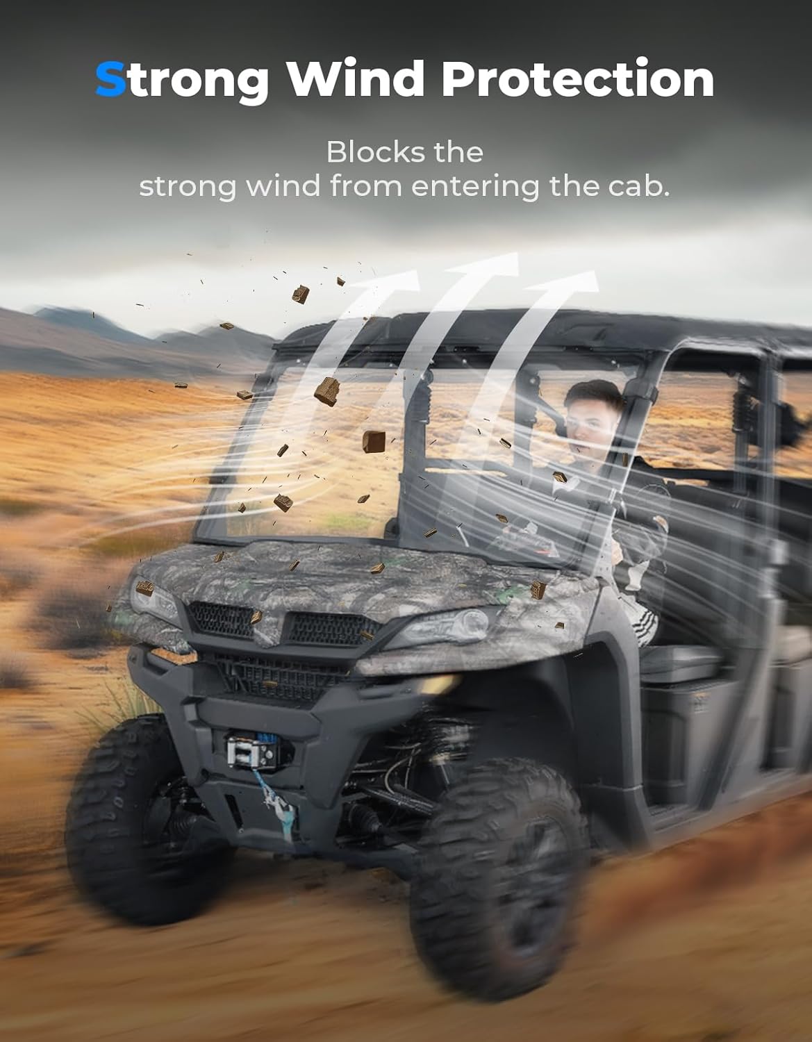 KEMIMOTO Scratch-Resistant Front Windshield Compatible with CFMOTO UFORCE 1000/1000 XL 2019-2026, Block Strong Wind Prevents Rain Windshield Accessories (Not fit U10 Pro,600,800 XL)