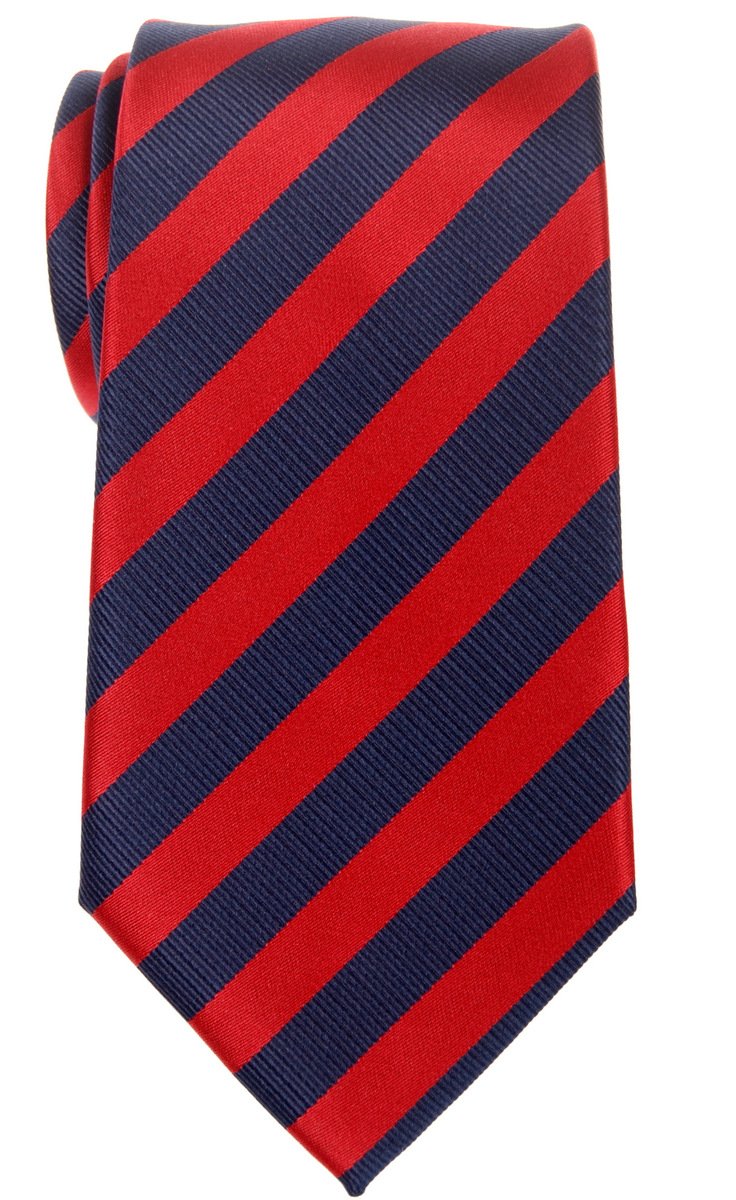 Retreez Exquisite Regimental Stripe Woven Microfiber Men's Tie - Navy Blue and Red