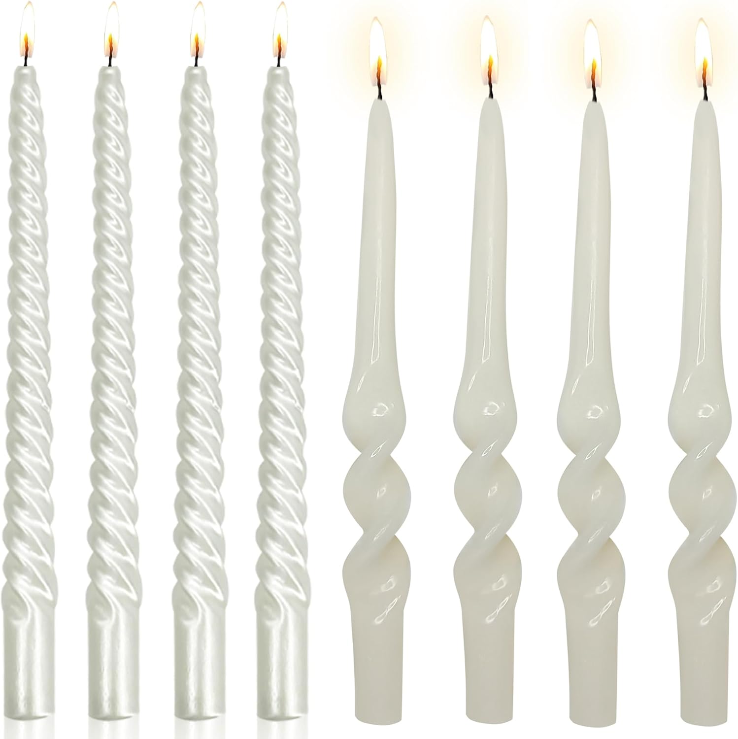 8pcs White Tapered Candle Twist Candlestick,Gedengni 10INCH Spiral Taper Candles Long Twisted Candle Sticks for Dinner Table Wedding Home Decoration,