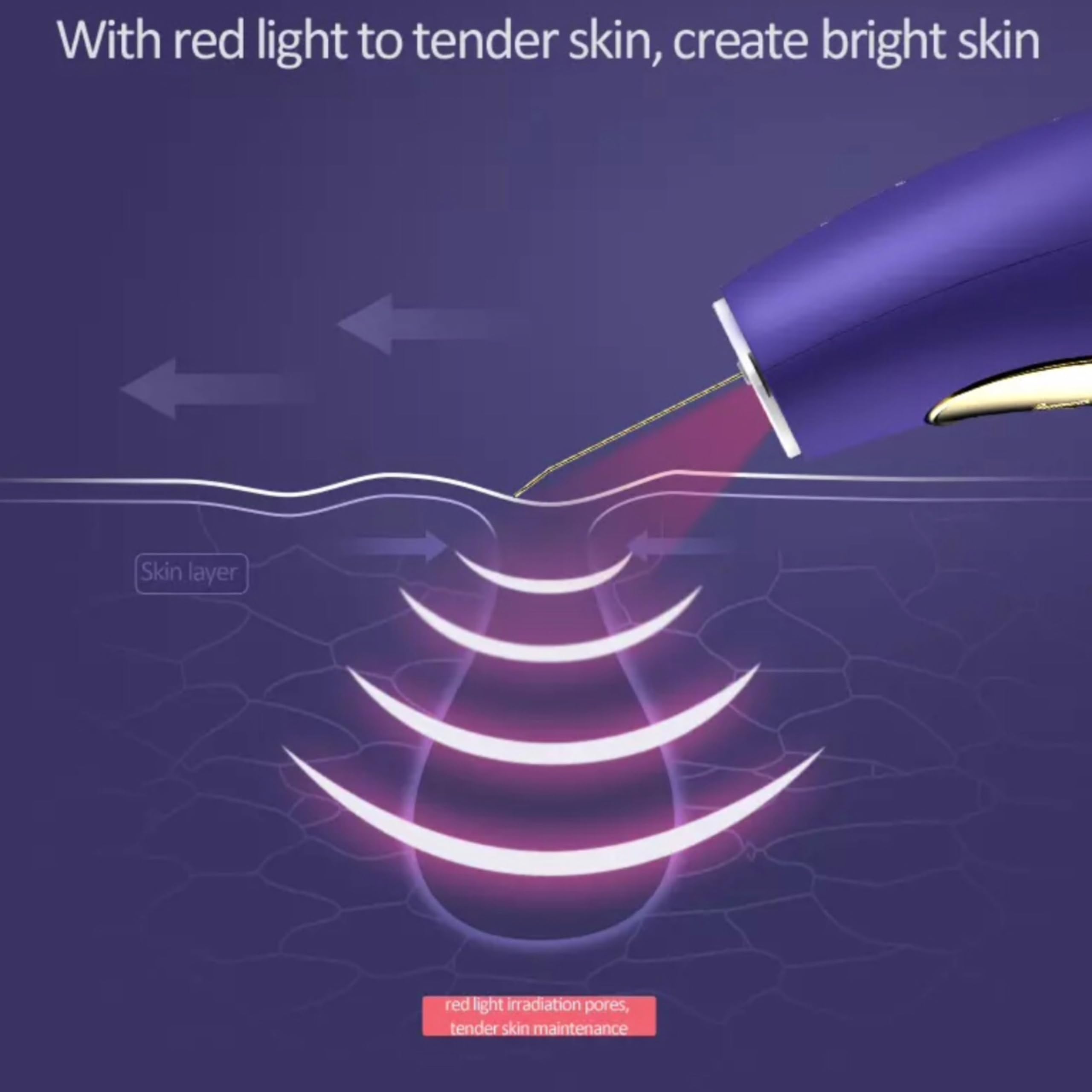 Lalano´S Cosmetics Golden Skin Scrubber - Pulitore per viso ad ultrasuoni, spatola dorata 24 K, EMS Lifting, tecnologia ionica, terapia a LED, rimozione punti neri e pulitore per pori, senza fili