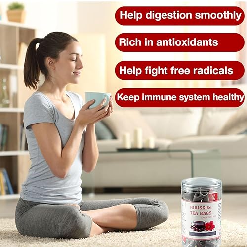 Miniatura 6 de 45 bolsas de té de hibisco, té de flores de hibisco seco, té de rosa mosqueta de hierbas comestible natural (Flor de Jamaica), sin cafeína, sin