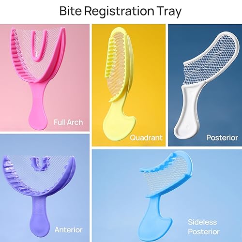 Miniatura 6 de JMU Bandejas de registro de mordida cuadrante, 35 unidades, bandejas de impresión dental desechables para modos de dientes, color amarillo