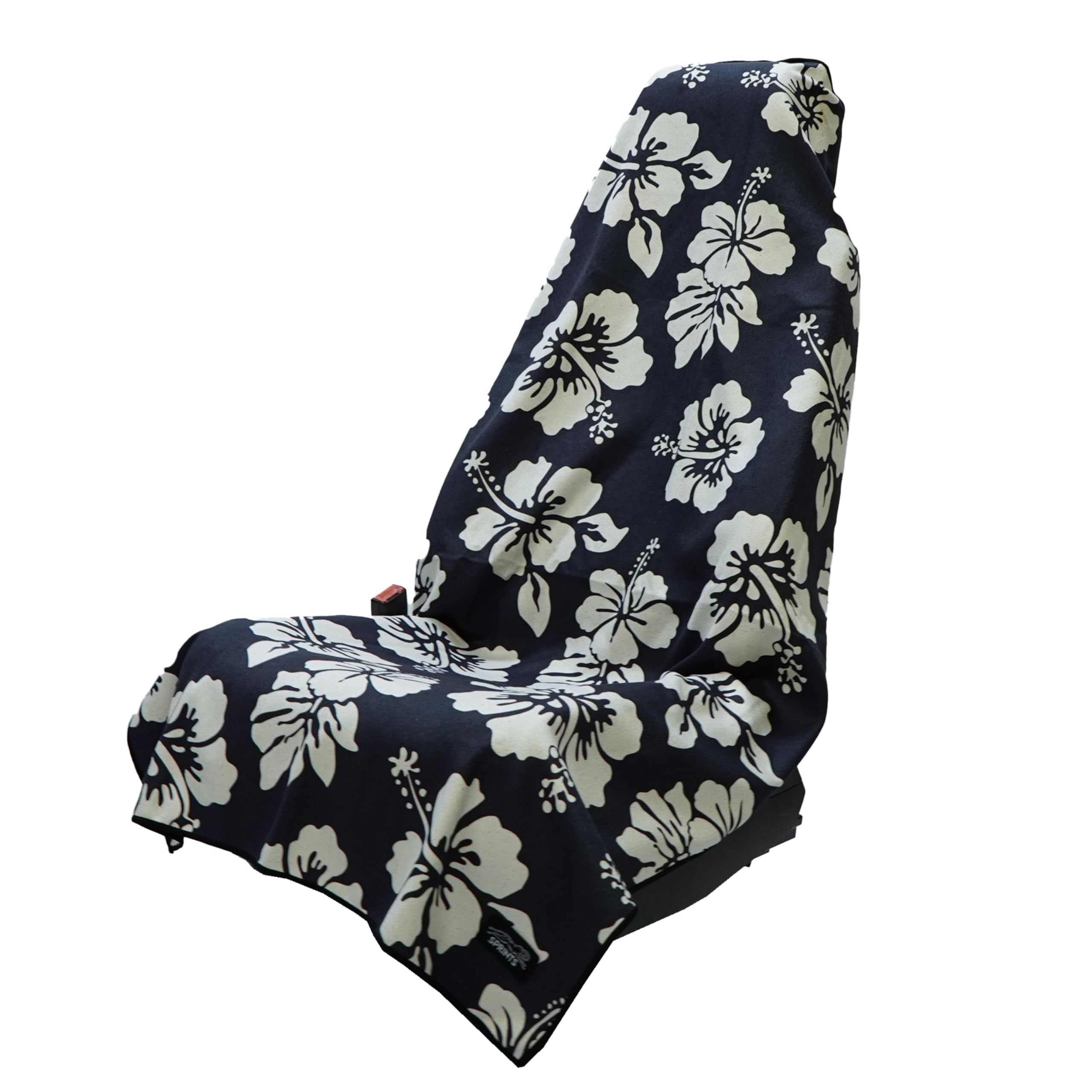 Sprints Athletic Running Towel, Full-Sized, Car Seat Cover - Performance Microfiber (Flex on the Beach - Black w/Snaps)