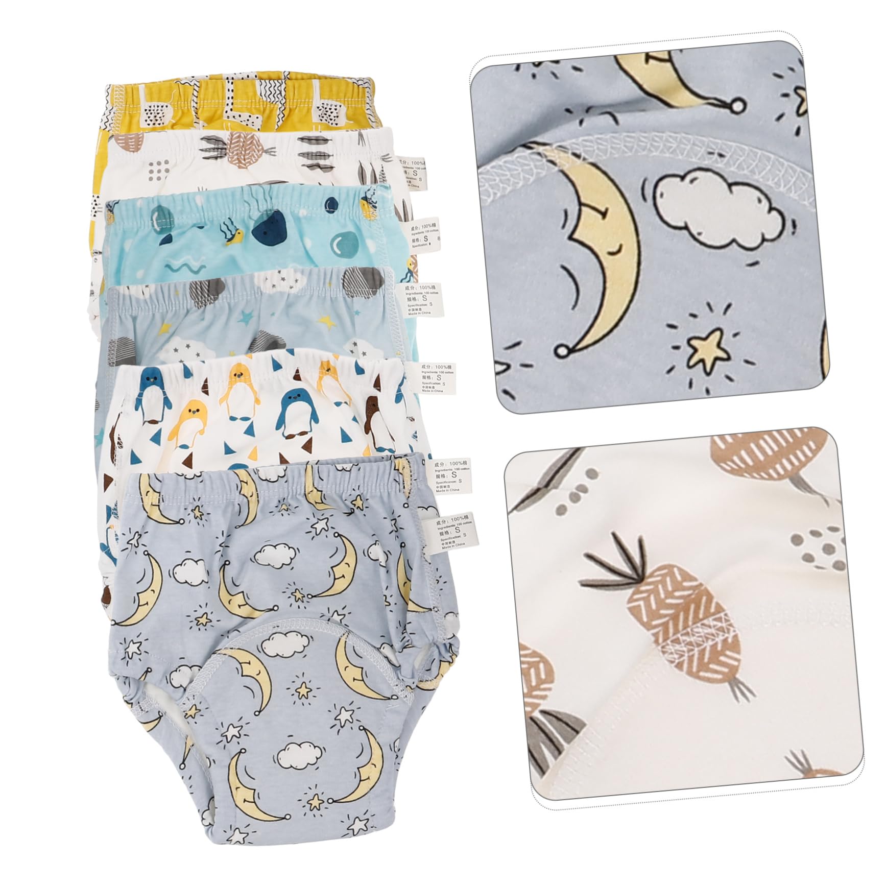 6 Stück-pack Wiederverwendbare Babywindelhosen aus Baumwolle Auslaufsicher Waschbar für 0-9kg Töpfchentraining für Babys