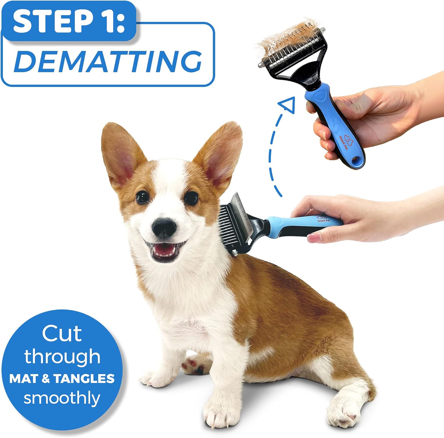 Dog Brush and Cat Brush-with Deshedding Brush, Dog Dematting Tools, Undercoat Brush for Dogs, Deshedding Tool, Reduce Shedding Up To 95%, for Short to Long Hair, Small to Medium Breeds (Blue Small)