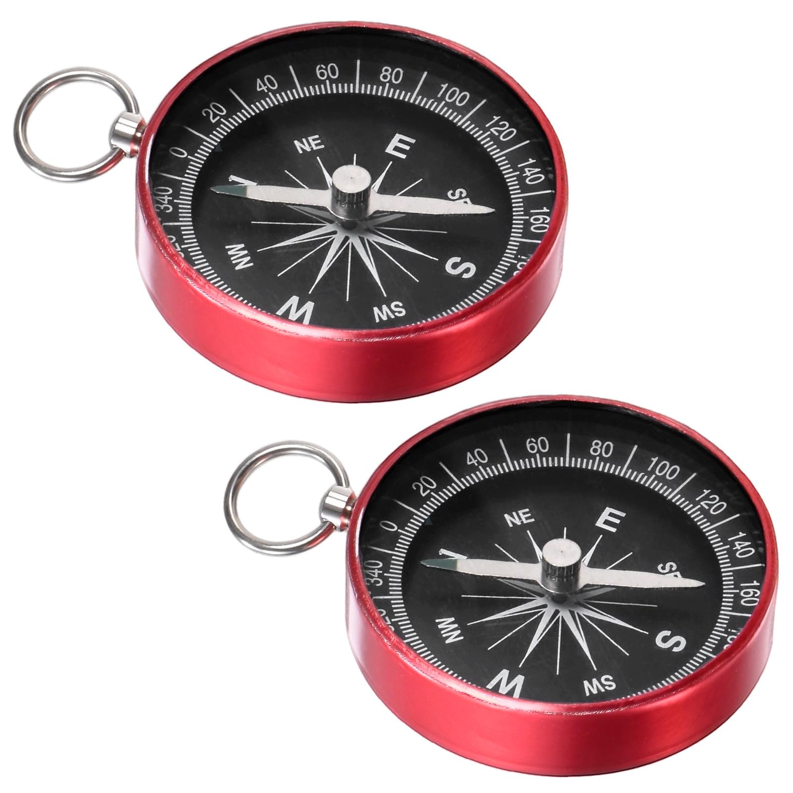 TIXIPEM Pocket Compass [2PCS] - Survival Sports Navigation Compass with Key Ring for Hiking & Camping - [Rose Red] Outdoor Activities Accessory