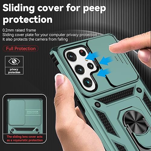 Miniatura 4 de Funda para Samsung Galaxy S22 Ultra con protector de pantalla para lente de cámara, protector de pantalla, prueba de caídas de grado militar,