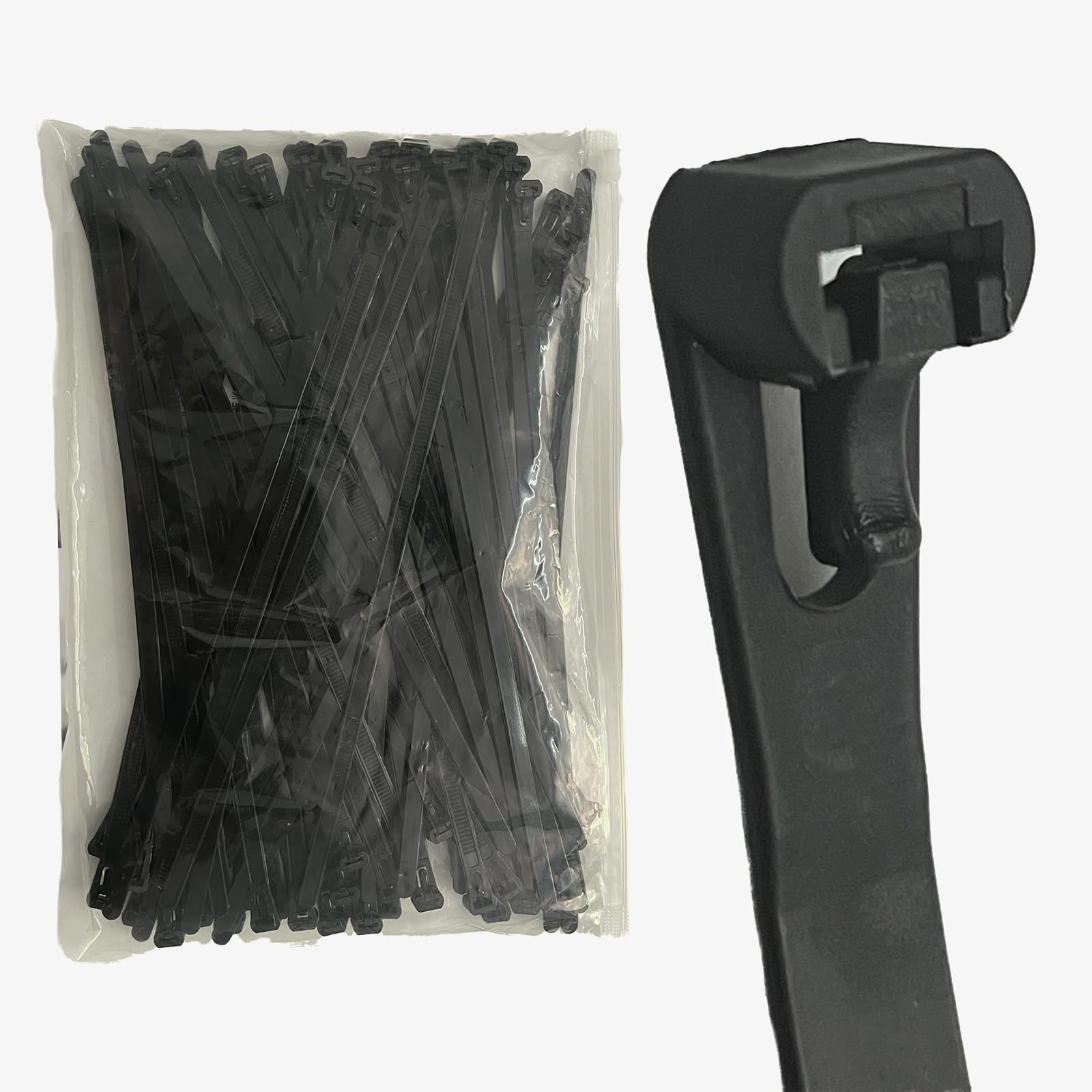 EzySup Reusable Zip Ties Heavy Duty for Outdoor Use,300mm x 7.6mm,60 Pieces,Black