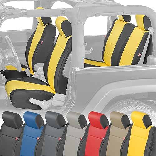 Diver Down Juego de fundas de asiento de neopreno para Jeep JK Wrangler 2007-2018, juego de asientos delanteros y traseros, fundas de asiento