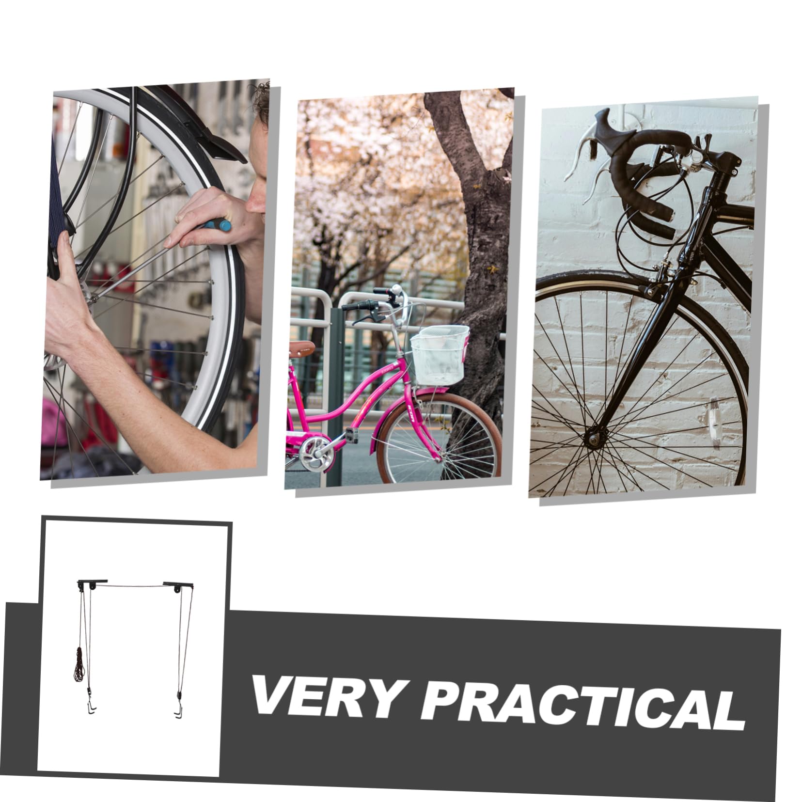 Fahrrad Deckenlift Platzsparend und Belastbar mit Flaschenzugsystem aus Stahl zur Wand oder Deckenmontage Moderner Fahrradheber für Garage und Zuhause