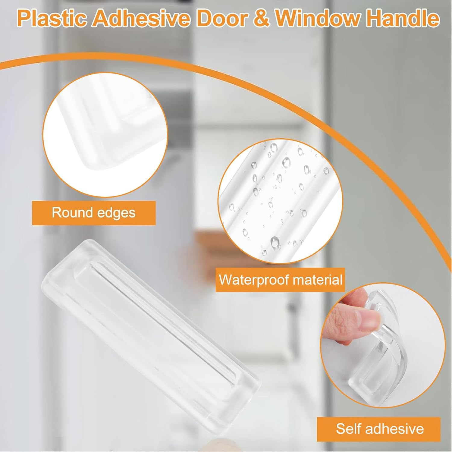 MOROBOR Clear PU Self-Adhesive Pulls, 8 Pcs Recessed Finger Pull Multipurpose Square Handles Auxiliary Instant Helper for Kitchen Bathroom Sliding Glass Doors Window Drawer Cabinet Drawer Chair