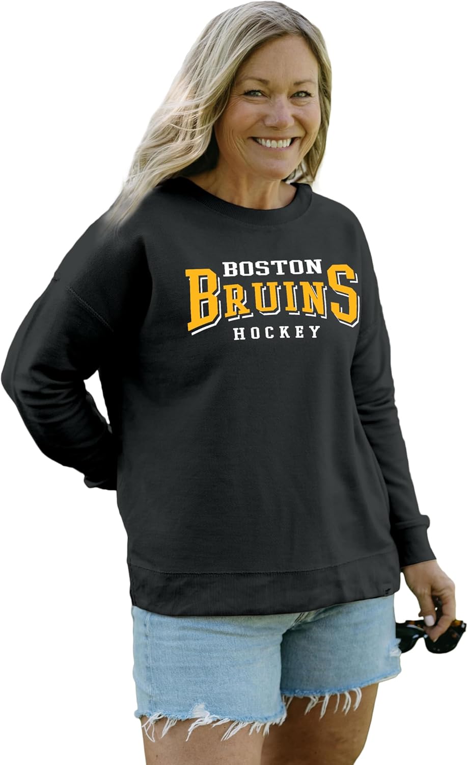 Blue 84 Women's NHL Officially Licensed Crewneck Sweatshirt Reverse Terry Embroidered
