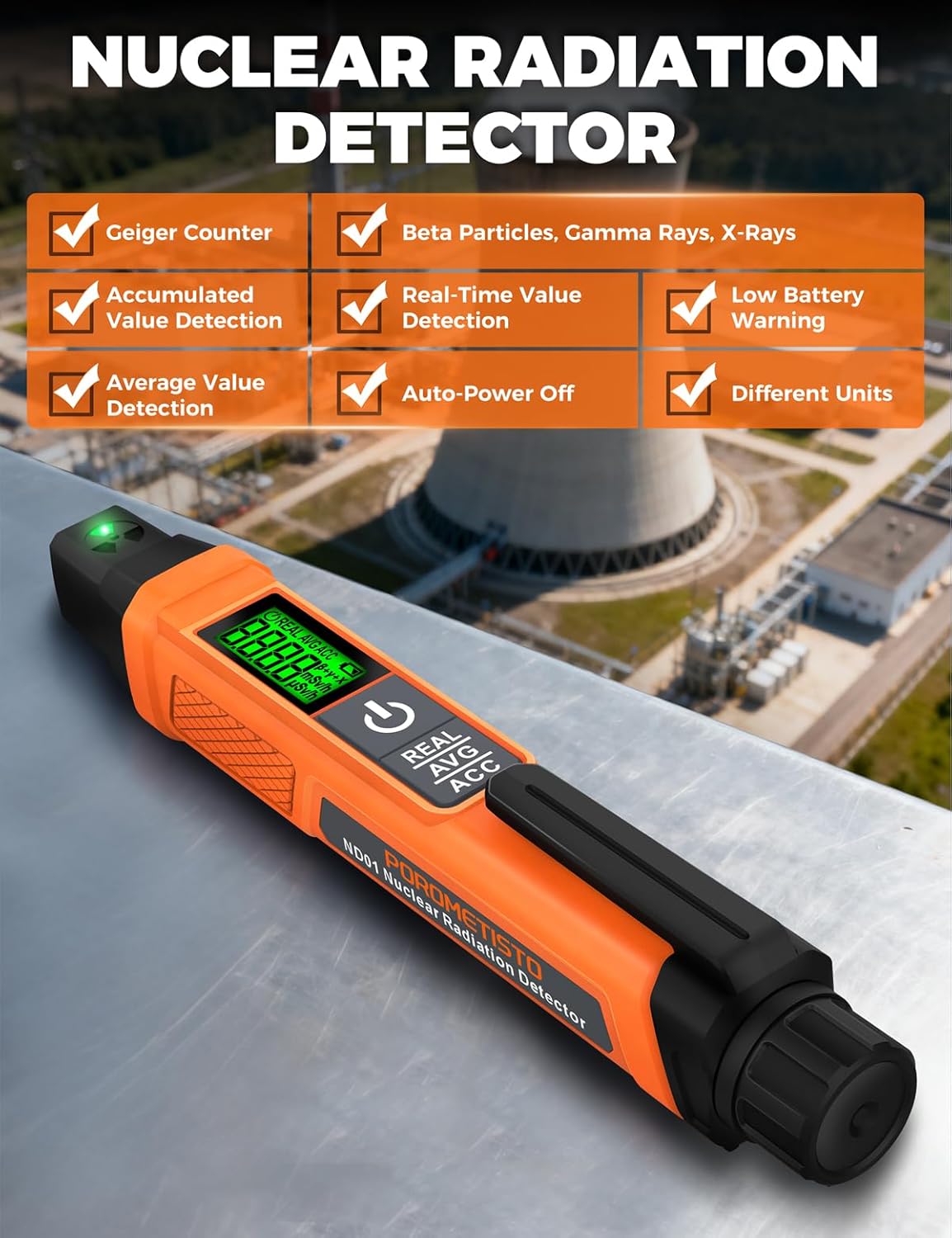 Geiger Counter Radiation Detector,Portable Radiation Detector for Beta Particles,Gamma Rays,X-Rays,Nuclear Radiation Detector Real-Time Value Detection
