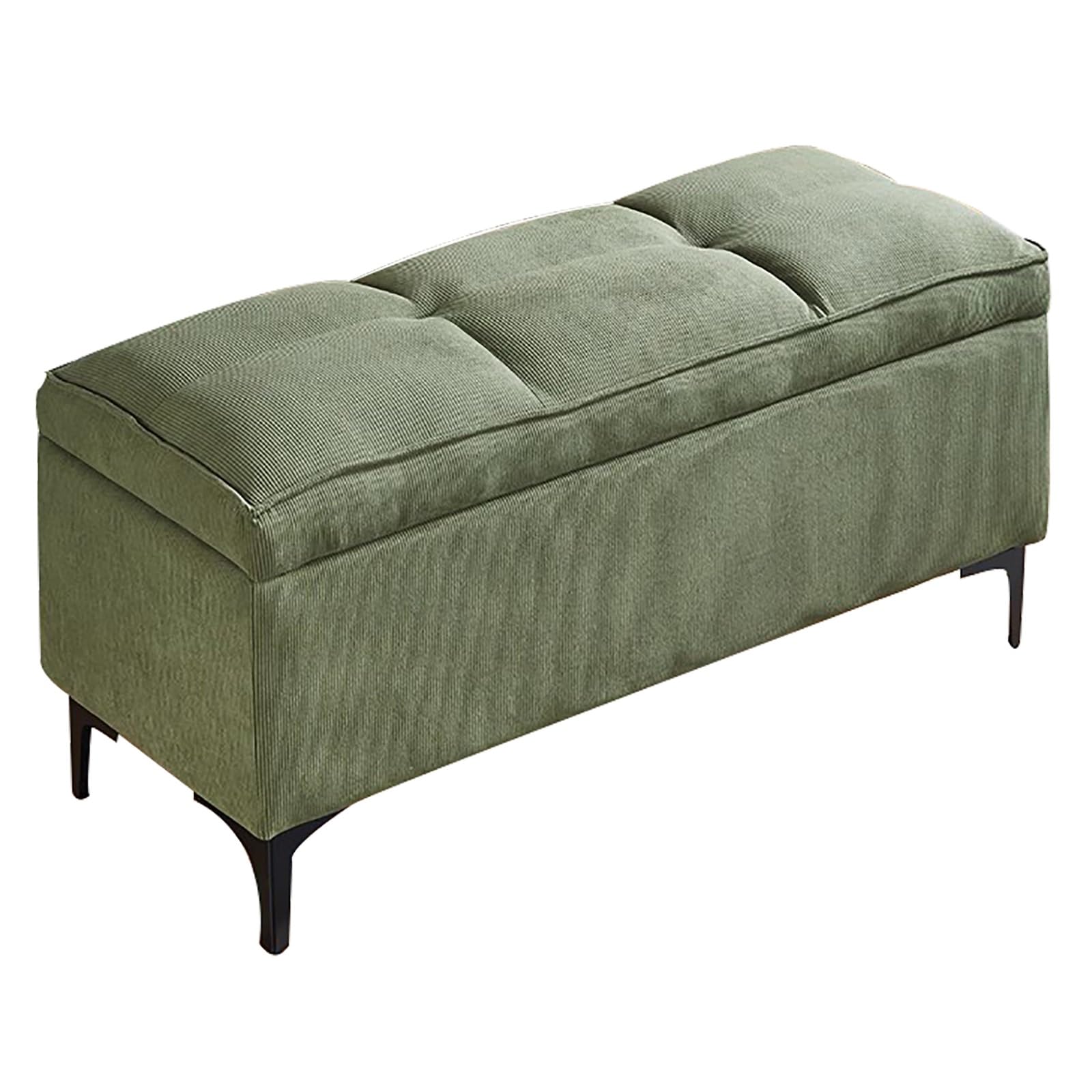 Bancos de Almacenamiento de Pana, Banco de Entrada, Puff Almacenaje al Pie de la Cama, para Dormitorio, Guardarropa y Sala de Estar(Green,59in/150cm)