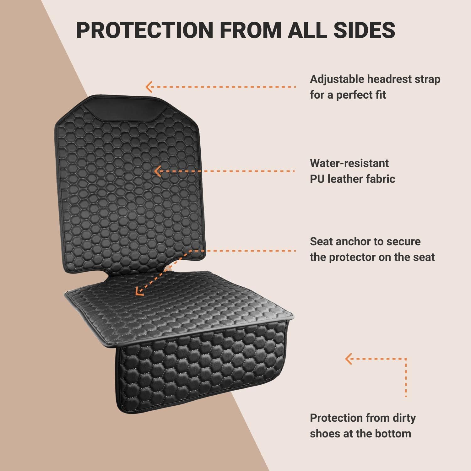 Owleys Eco-Leather Car Seat Cover – Luxury Universal Driver Seat Protector for Cars, SUVs, Trucks (Black 1 Seat)
