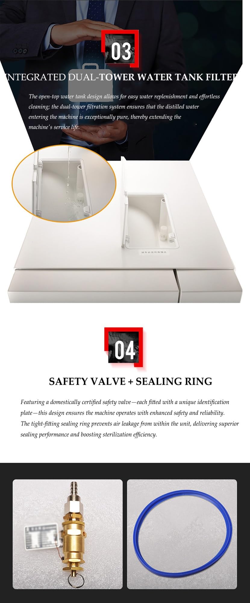 Nueva actualización de esterilizador de autoclave de 18 l/23 L, esterilizador de vapor de alta presión de clase B de mesa de 2000 W, máquina de autoclave con función de secado(18L)
