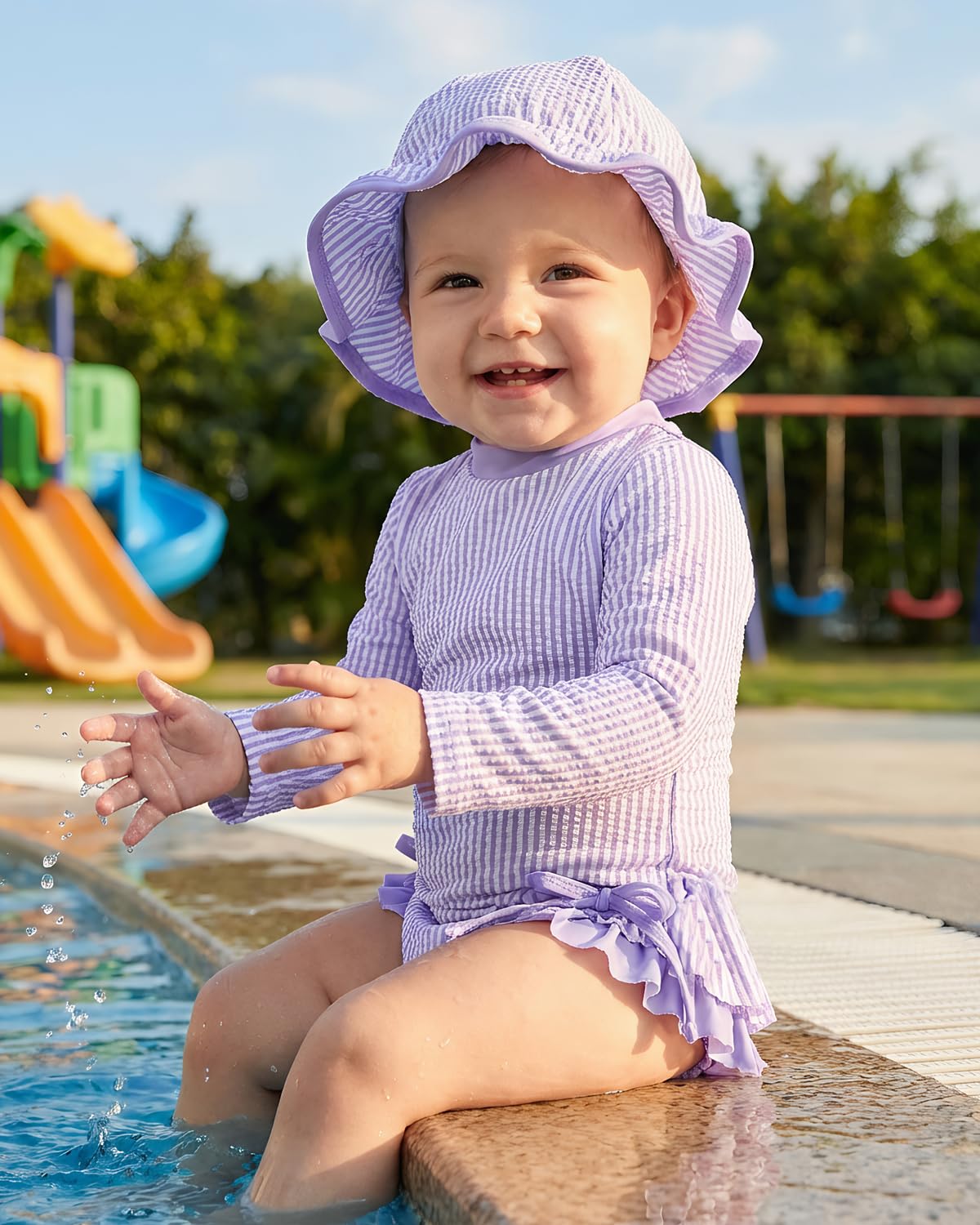 WYTbaby Uv Vestiti Bambino Ragazza Un Pezzo Manica Lunga Costume Da Bagno Hawaii Volant Uv Costumi Da Bagno Ragazza 0-24 Mesi